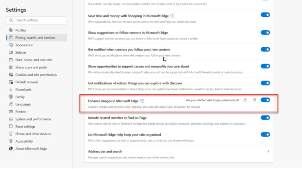 Edge Enhanced Image Setting